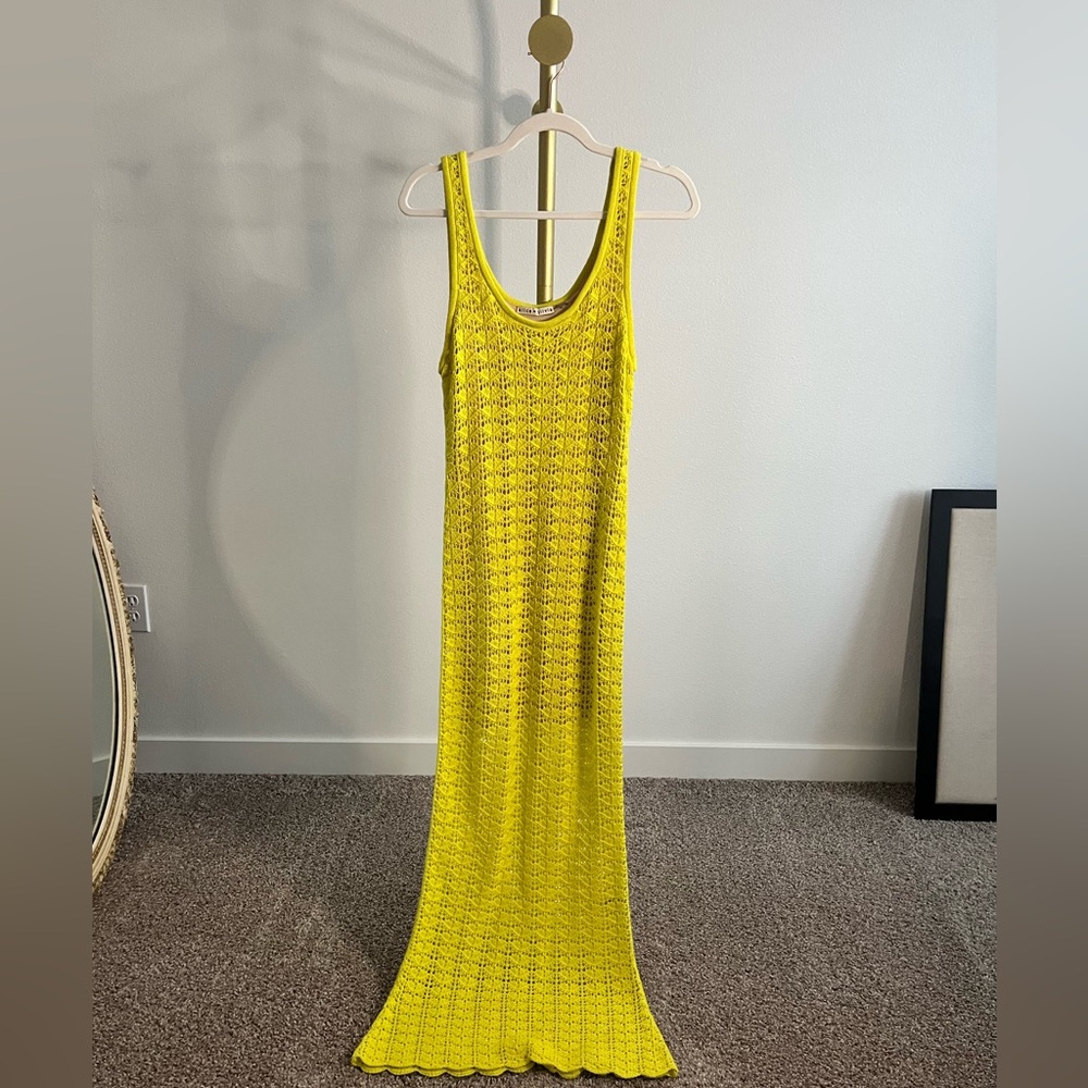 Yellow Alice & Olivia Veronique Crochet Knit Dress